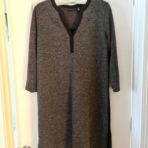 Adrienne Vittadini Charcoal and Black V-Neck Top